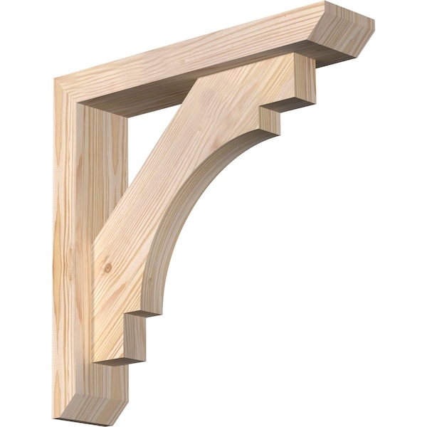 Ekena Millwork Merced Slat Smooth Bracket w/ Offset Brace, Douglas Fir, 3 1/2"W x 16"D x 16"H BKT0402X16X16MRC06SDF - main